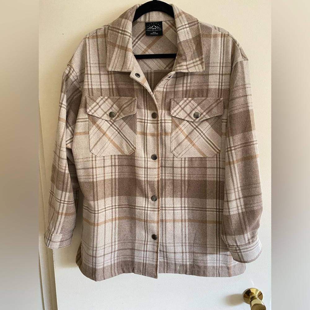 Tan Plaid Women's Utility Jacket